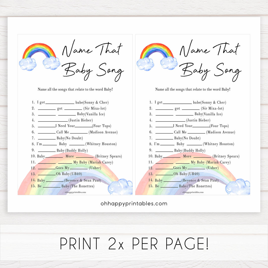 Rainbow baby games, rainbow name that baby song, rainbow printable baby games, instant download games, rainbow baby shower, printable baby games, fun baby games, popular baby games, top 10 baby games