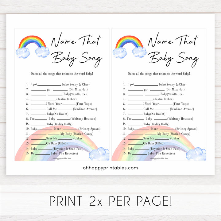 Rainbow baby games, rainbow name that baby song, rainbow printable baby games, instant download games, rainbow baby shower, printable baby games, fun baby games, popular baby games, top 10 baby games