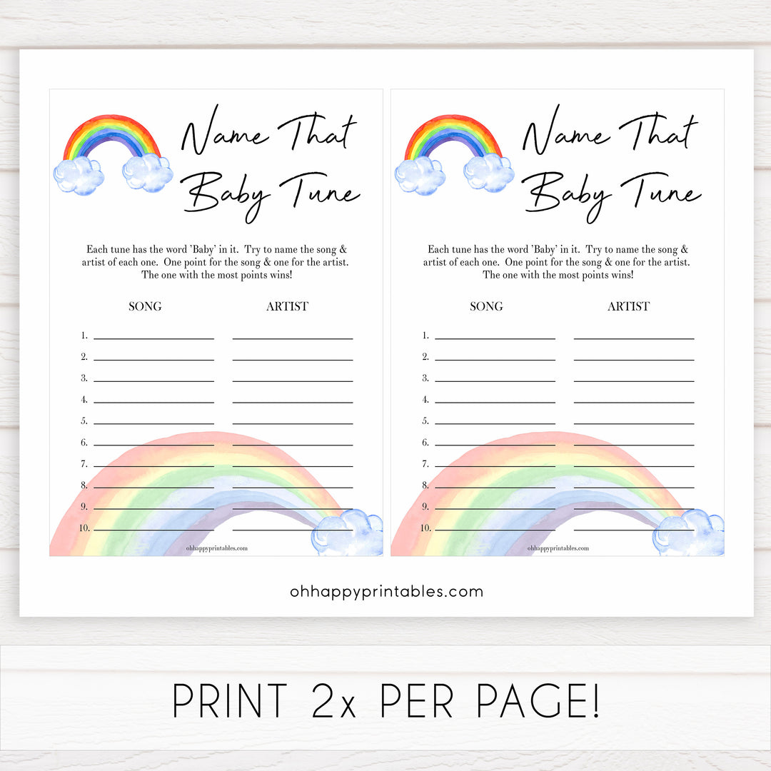 Rainbow baby games, rainbow name that baby tune, rainbow printable baby games, instant download games, rainbow baby shower, printable baby games, fun baby games, popular baby games, top 10 baby games