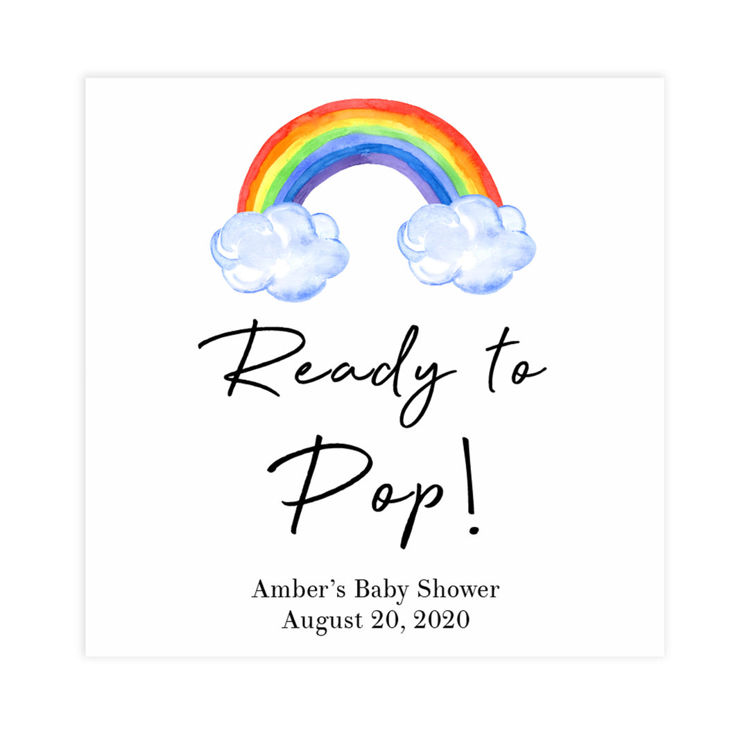 rainbow ready to pop tags, printable baby tags, rainbow baby shower, editable ready to pop tags, fun baby decor, printable baby decor