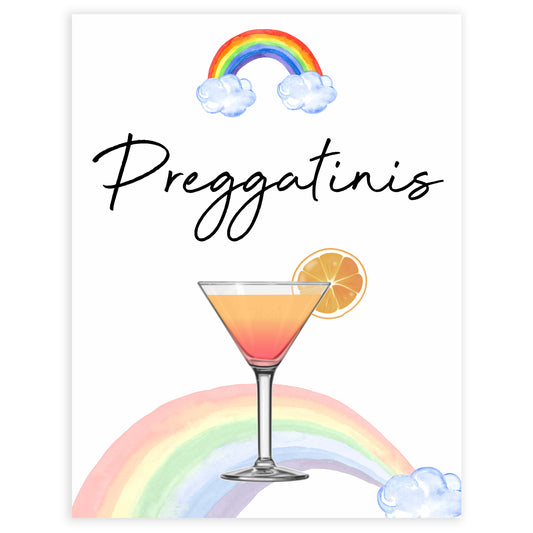 rainbow baby shower, preggatinis baby shower sign, printable baby signs, baby signs, top 10 baby ideas, popular baby ideas