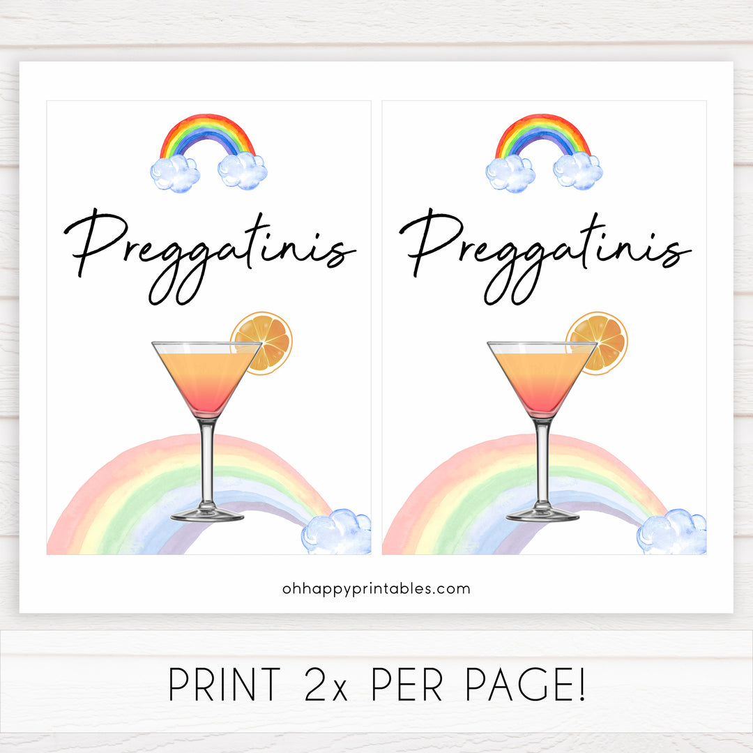 rainbow baby shower, preggatinis baby shower sign, printable baby signs, baby signs, top 10 baby ideas, popular baby ideas