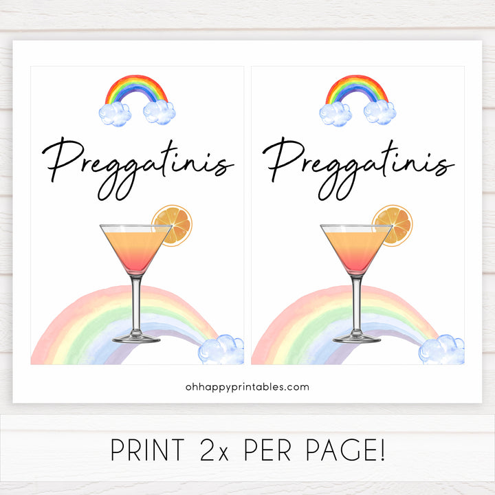 rainbow baby shower, preggatinis baby shower sign, printable baby signs, baby signs, top 10 baby ideas, popular baby ideas