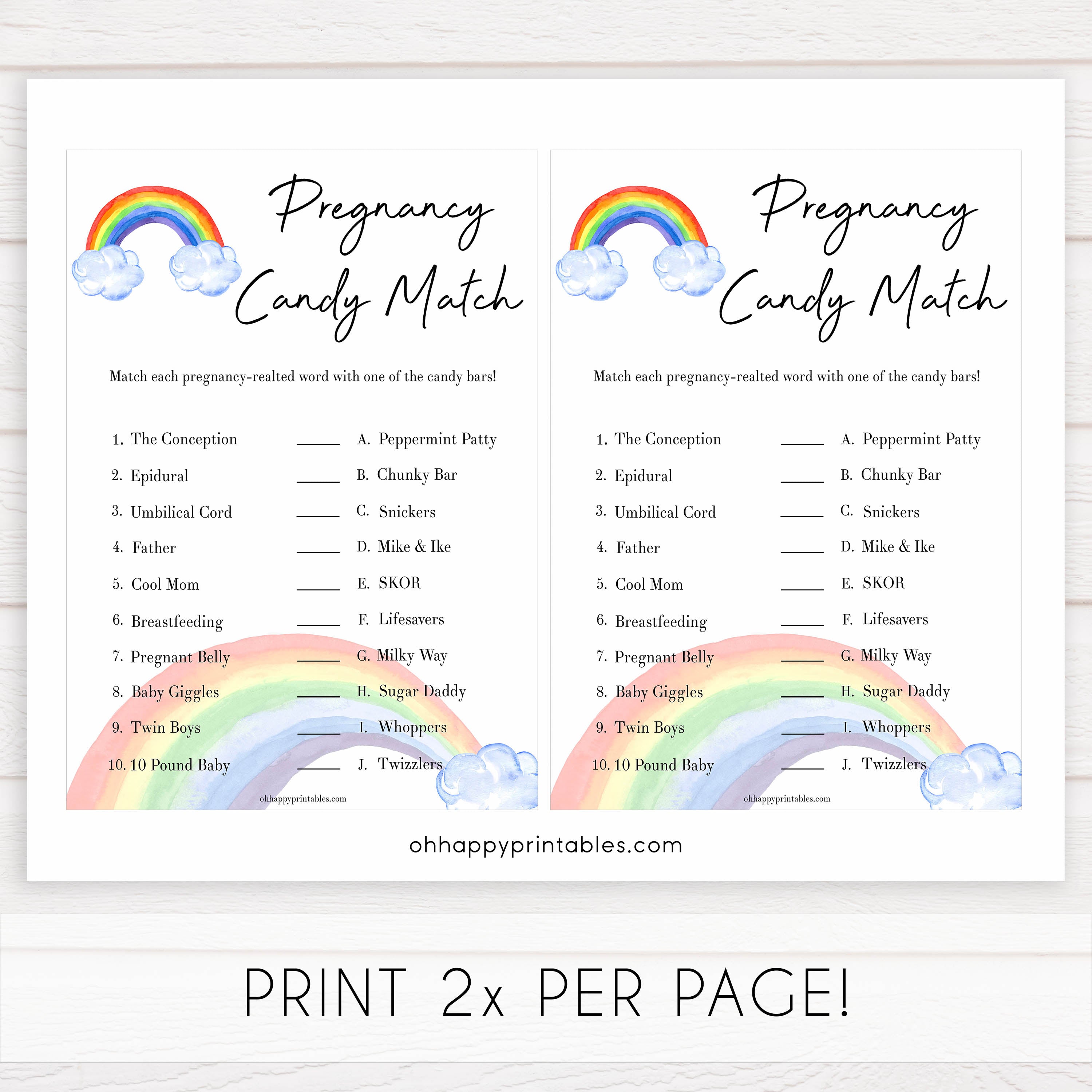 Rainbow baby games, rainbow pregnancy candy match, rainbow printable baby games, instant download games, rainbow baby shower, printable baby games, fun baby games, popular baby games, top 10 baby games