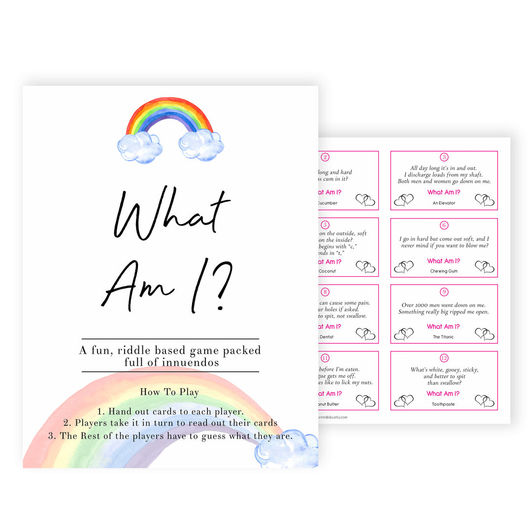 Rainbow baby games, rainbow what am I, rainbow printable baby games, instant download games, rainbow baby shower, printable baby games, fun baby games, popular baby games, top 10 baby games