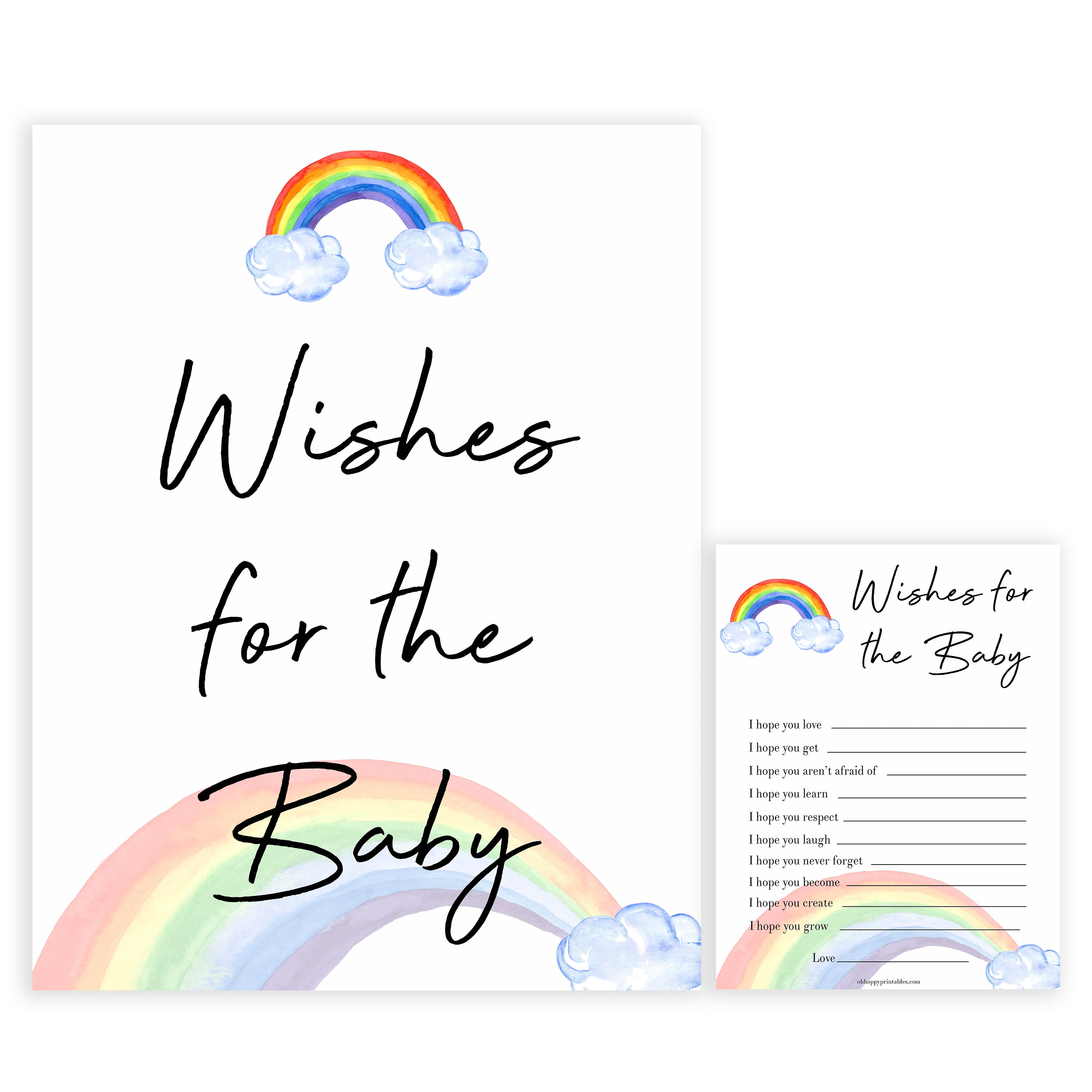 Rainbow baby games, rainbow wishes for the baby, rainbow printable baby games, instant download games, rainbow baby shower, printable baby games, fun baby games, popular baby games, top 10 baby games