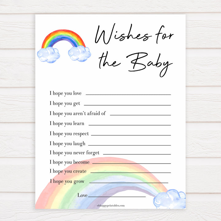 Rainbow baby games, rainbow wishes for the baby, rainbow printable baby games, instant download games, rainbow baby shower, printable baby games, fun baby games, popular baby games, top 10 baby games