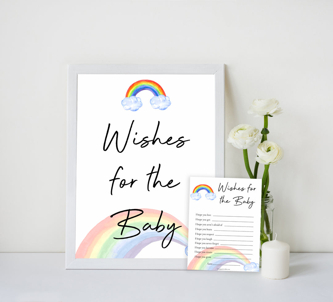 Rainbow baby games, rainbow wishes for the baby, rainbow printable baby games, instant download games, rainbow baby shower, printable baby games, fun baby games, popular baby games, top 10 baby games