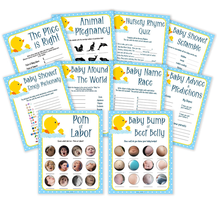 rubber ducky baby games, 10 baby shower games, baby shower bundle, baby game pack, printable baby games, baby shower games, rubber ducky baby theme, fun baby games, popular baby games