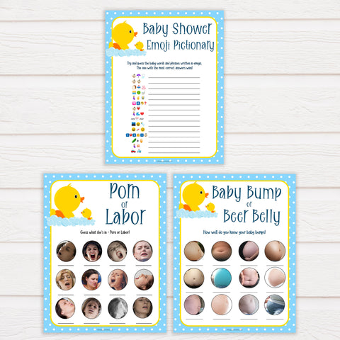 rubber ducky baby games, 7 baby shower games bundle, baby shower games pack, baby game, printable baby games, baby shower games, rubber ducky baby theme, fun baby games, popular baby games