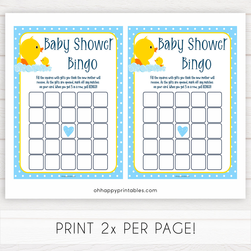Baby Shower Bingo - Rubber Ducky Printable Baby Games – OhHappyPrintables