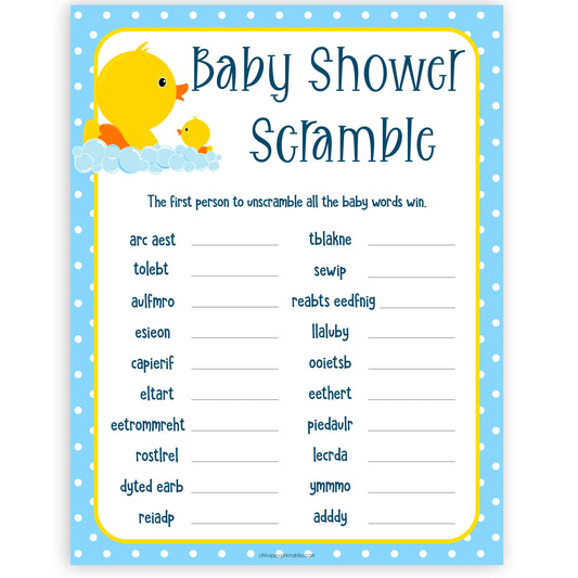 rubber ducky baby games, baby scramble baby game, printable baby games, baby shower games, rubber ducky baby theme, fun baby games, popular baby games