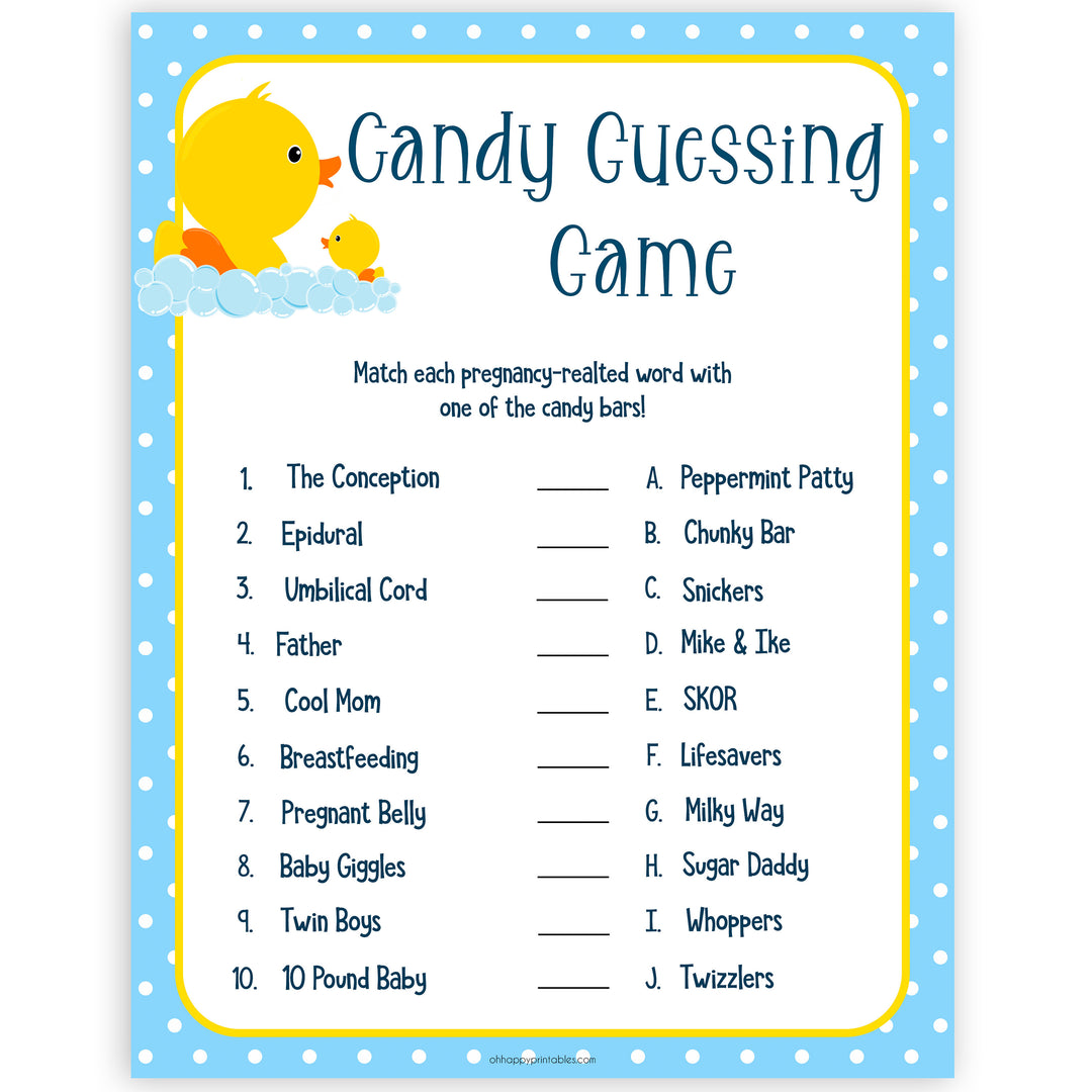 rubber ducky baby games, pregnancy candy match baby game, printable baby games, baby shower games, rubber ducky baby theme, fun baby games, popular baby games
