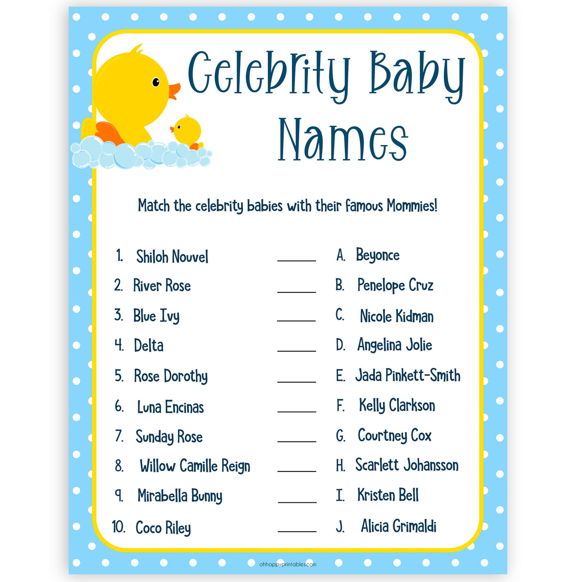 rubber ducky baby games, celebrity baby names baby game, printable baby games, baby shower games, rubber ducky baby theme, fun baby games, popular baby games