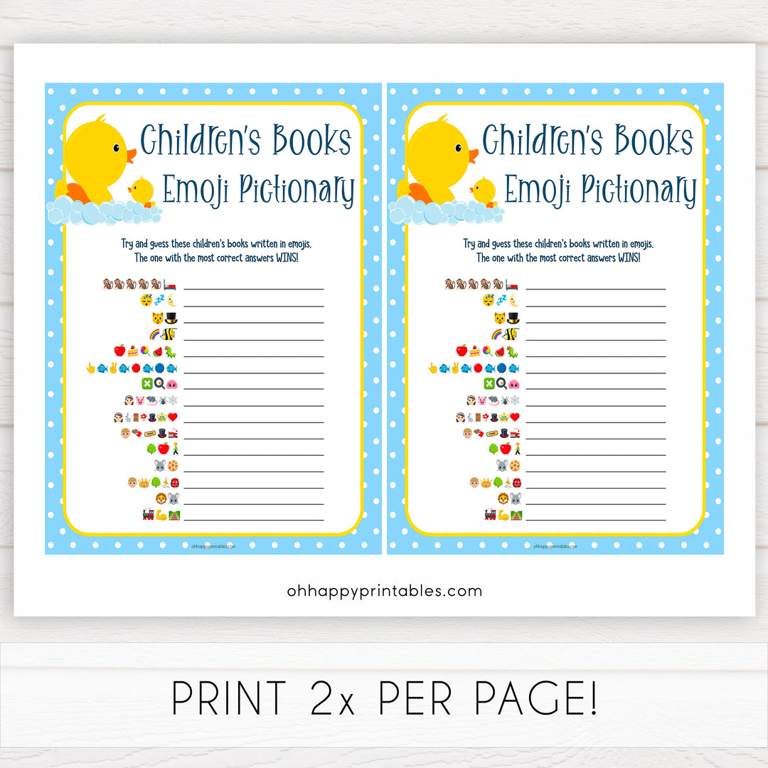 rubber ducky baby games, childrens books emoji pictionary baby game, printable baby games, baby shower games, rubber ducky baby theme, fun baby games, popular baby games