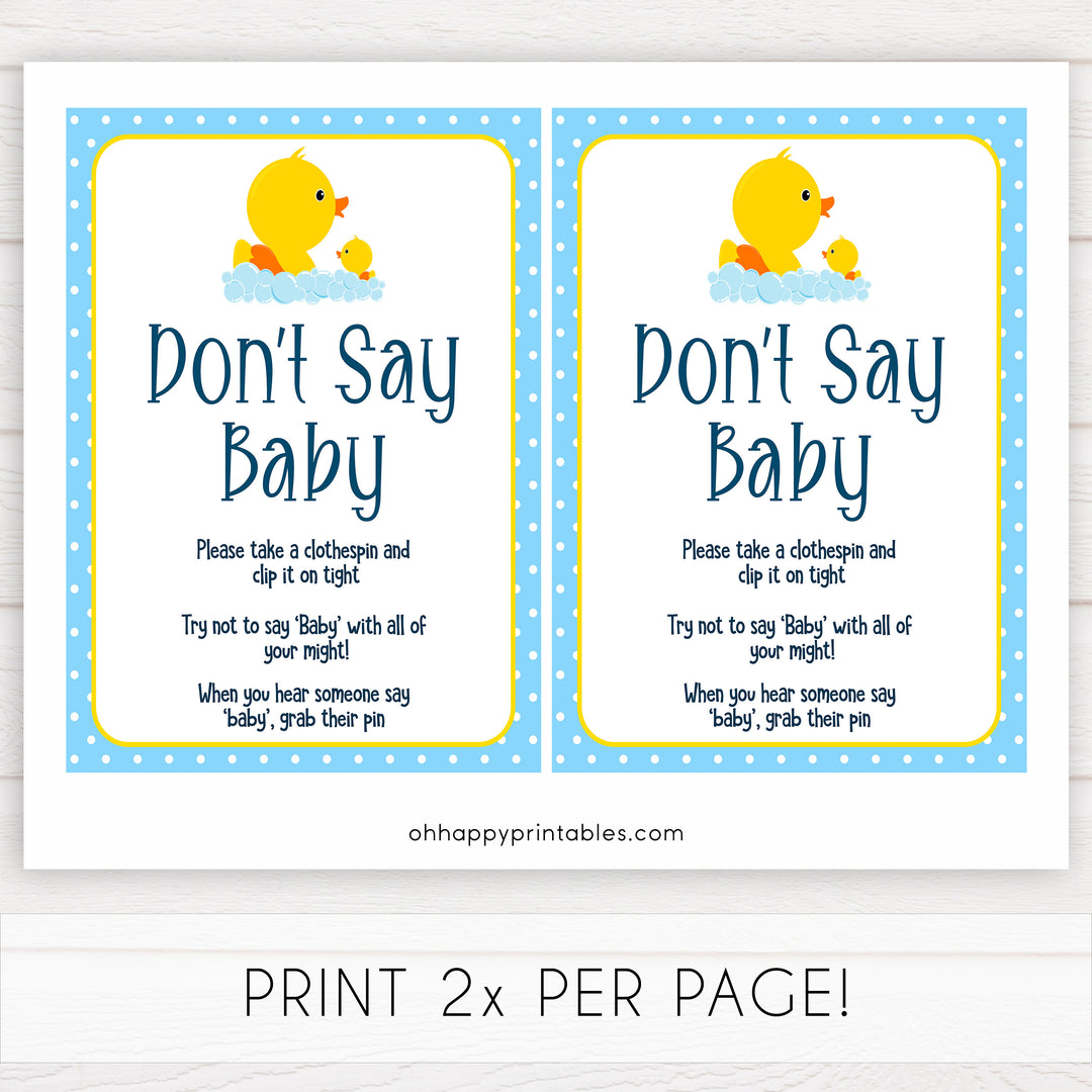 rubber ducky baby games, dont say baby, don't say baby baby game, printable baby games, baby shower games, rubber ducky baby theme, fun baby games, popular baby games