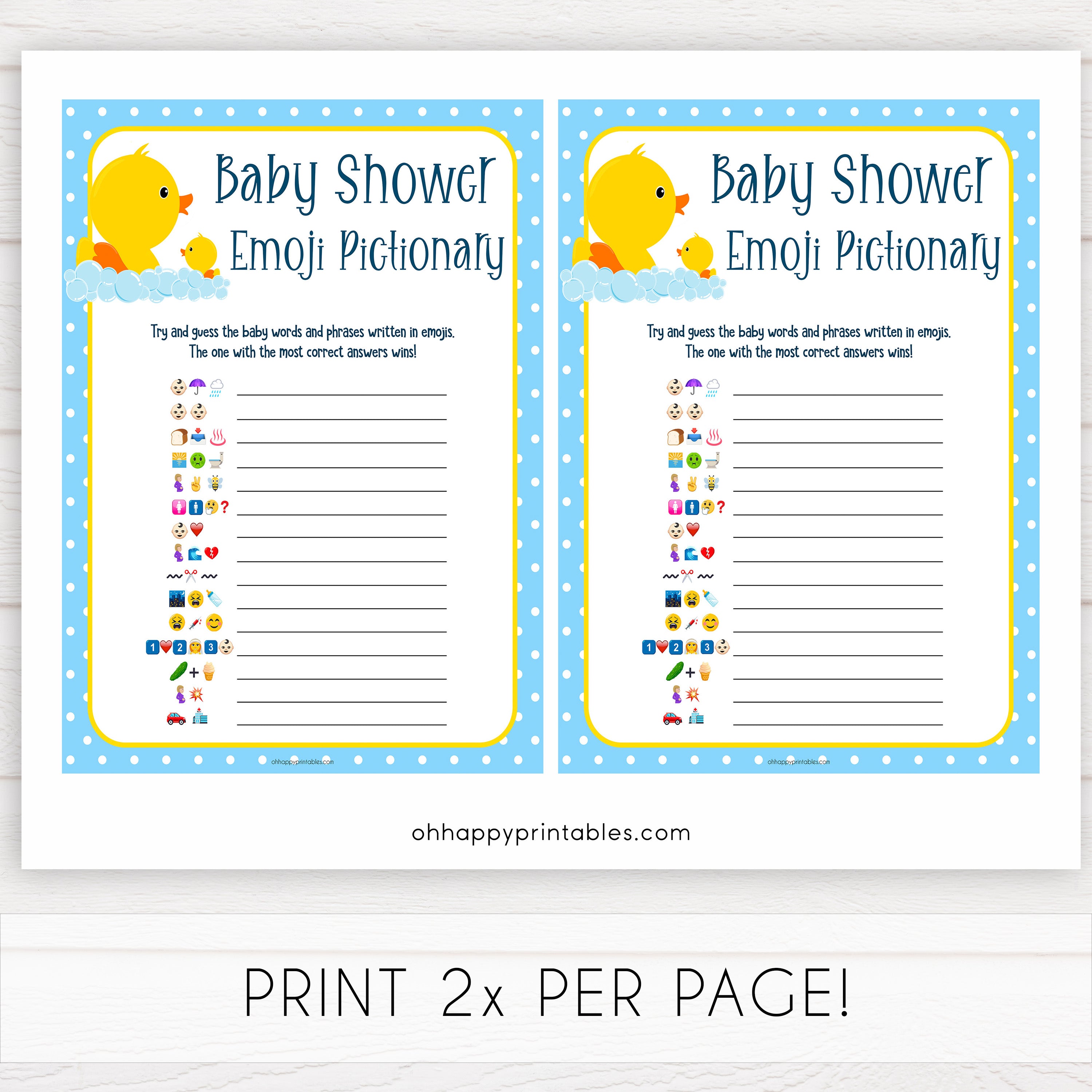 rubber ducky baby games, emoji pictionary baby game, printable baby games, baby shower games, rubber ducky baby theme, fun baby games, popular baby games