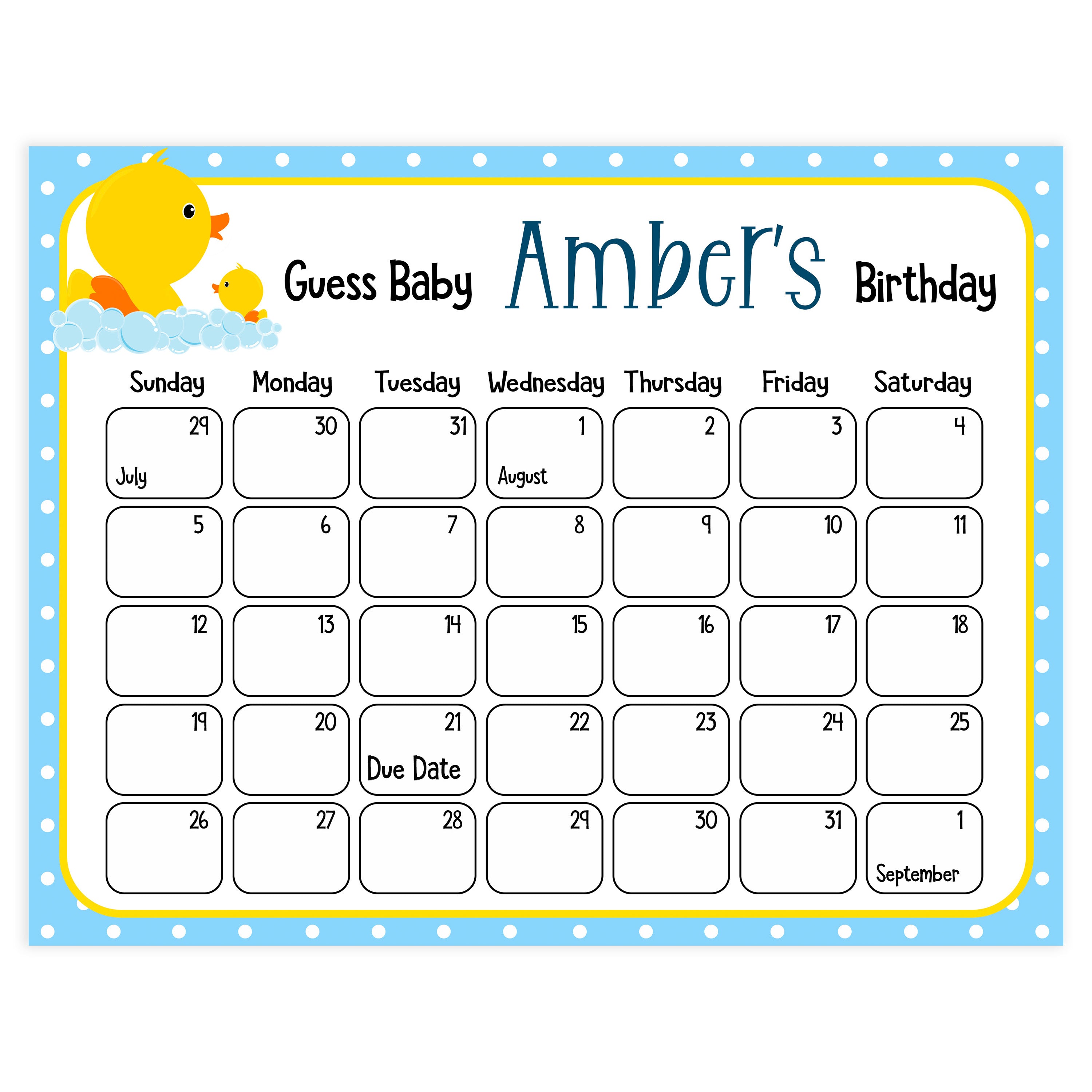 guess the baby birthday game, printable baby birthday game, printable baby games, rubber ducky baby games, baby rubber ducky baby shower