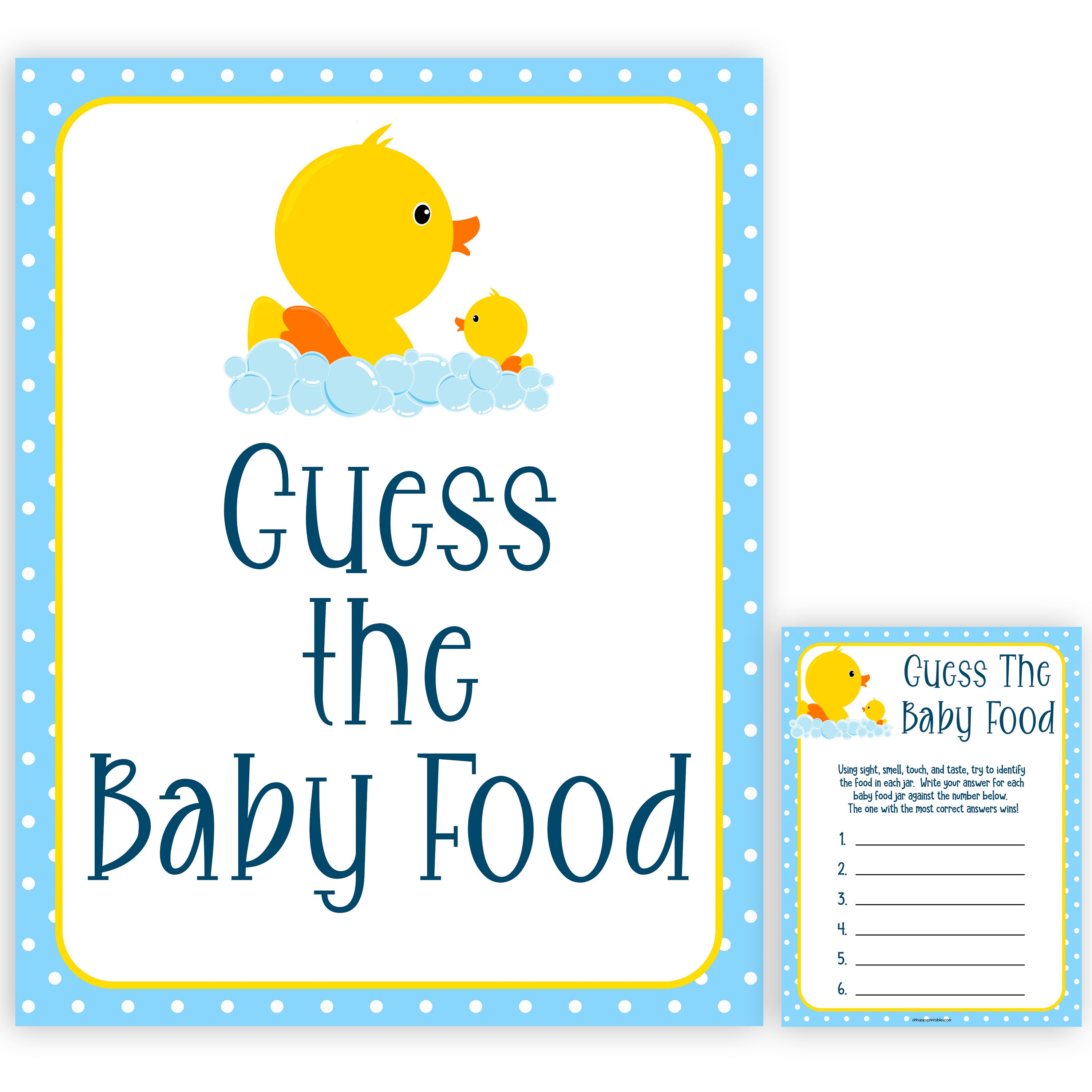 rubber ducky baby games, guess the baby food baby game, printable baby games, baby shower games, rubber ducky baby theme, fun baby games, popular baby games