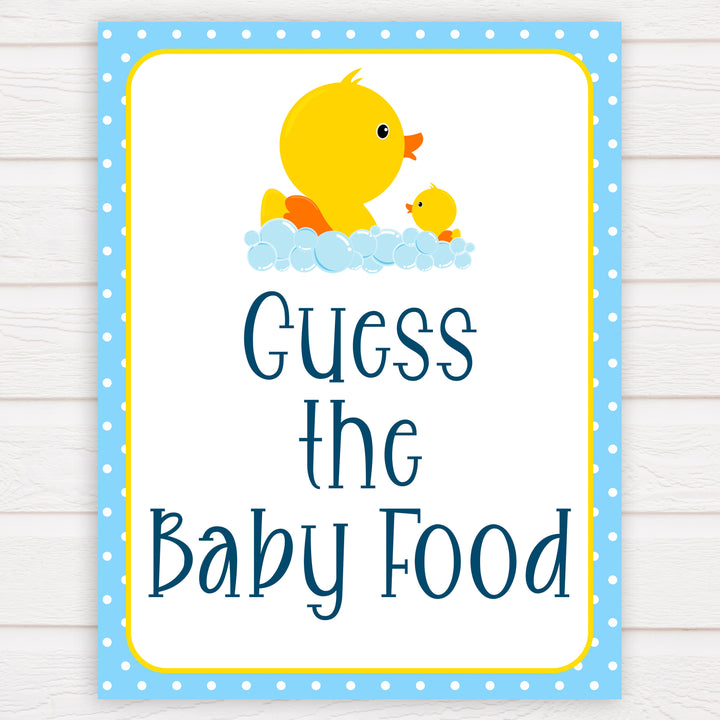 rubber ducky baby games, guess the baby food baby game, printable baby games, baby shower games, rubber ducky baby theme, fun baby games, popular baby games