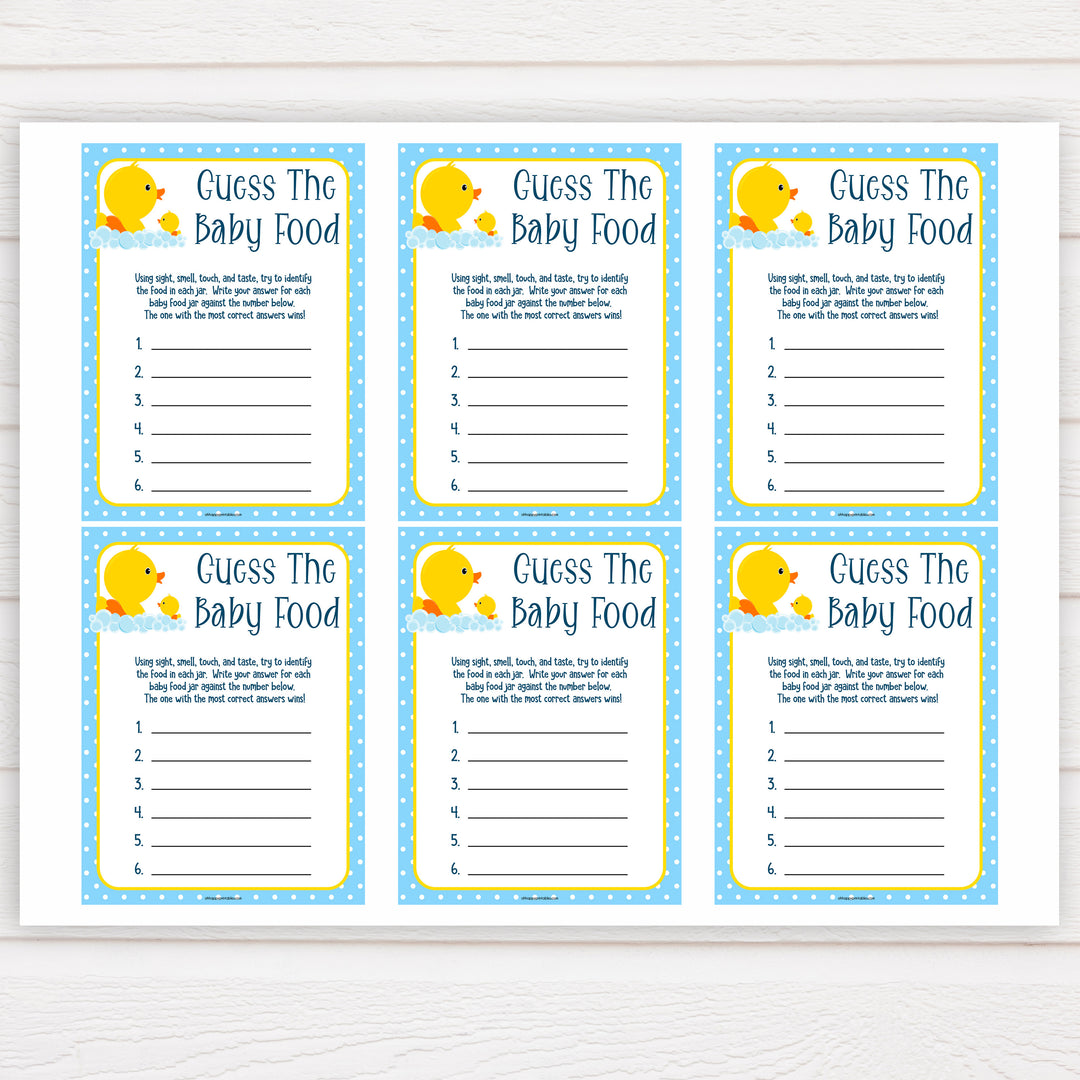 rubber ducky baby games, guess the baby food baby game, printable baby games, baby shower games, rubber ducky baby theme, fun baby games, popular baby games