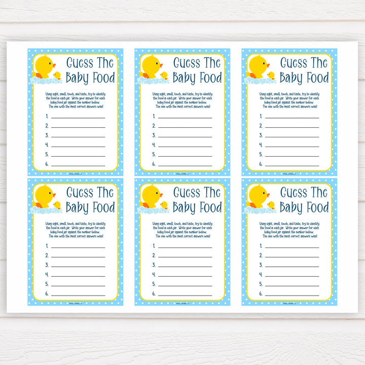 rubber ducky baby games, guess the baby food baby game, printable baby games, baby shower games, rubber ducky baby theme, fun baby games, popular baby games