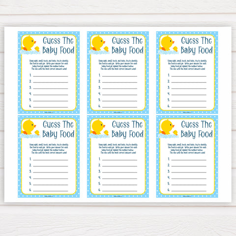 rubber ducky baby games, guess the baby food baby game, printable baby games, baby shower games, rubber ducky baby theme, fun baby games, popular baby games