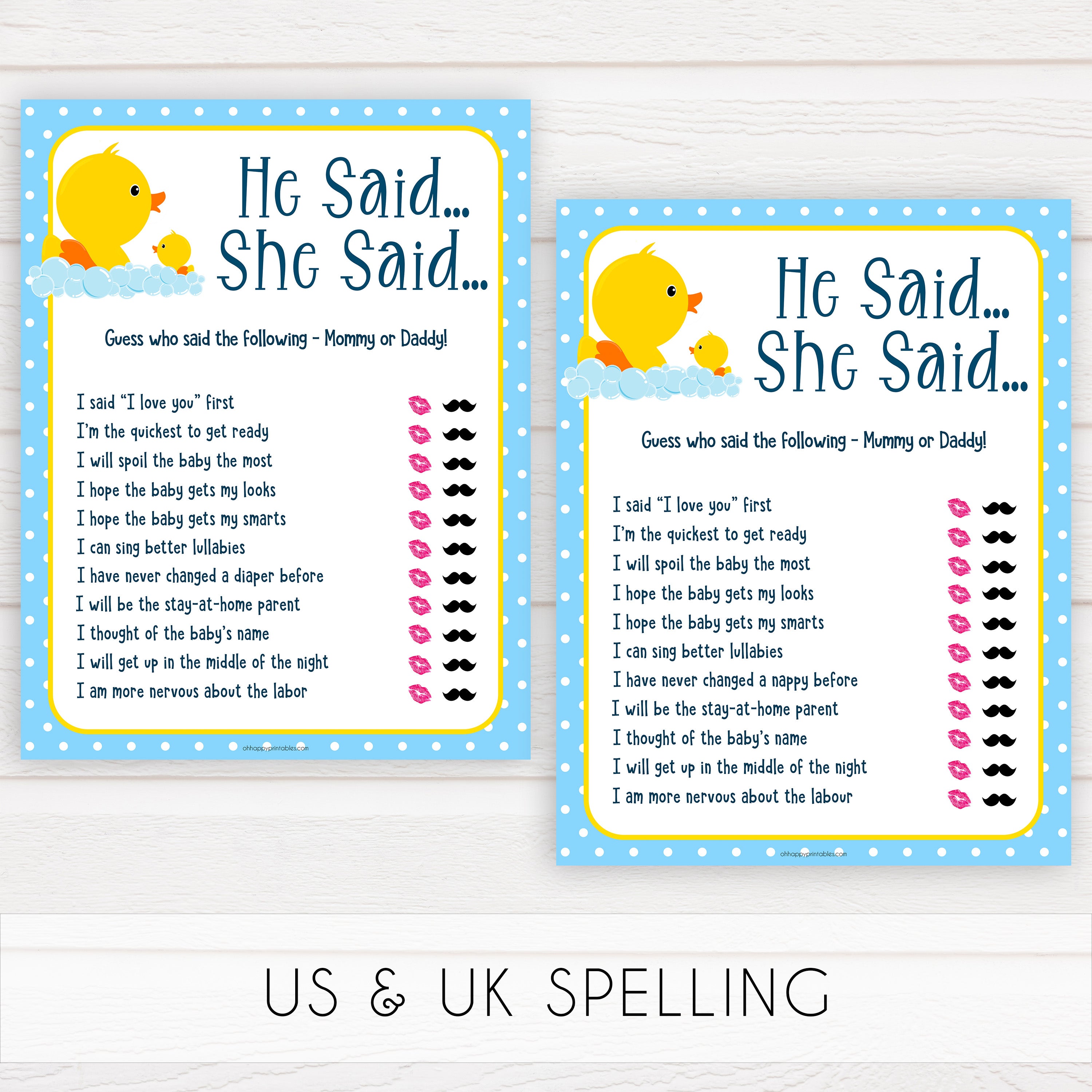 rubber ducky baby games, he said she said baby game, printable baby games, baby shower games, rubber ducky baby theme, fun baby games, popular baby games