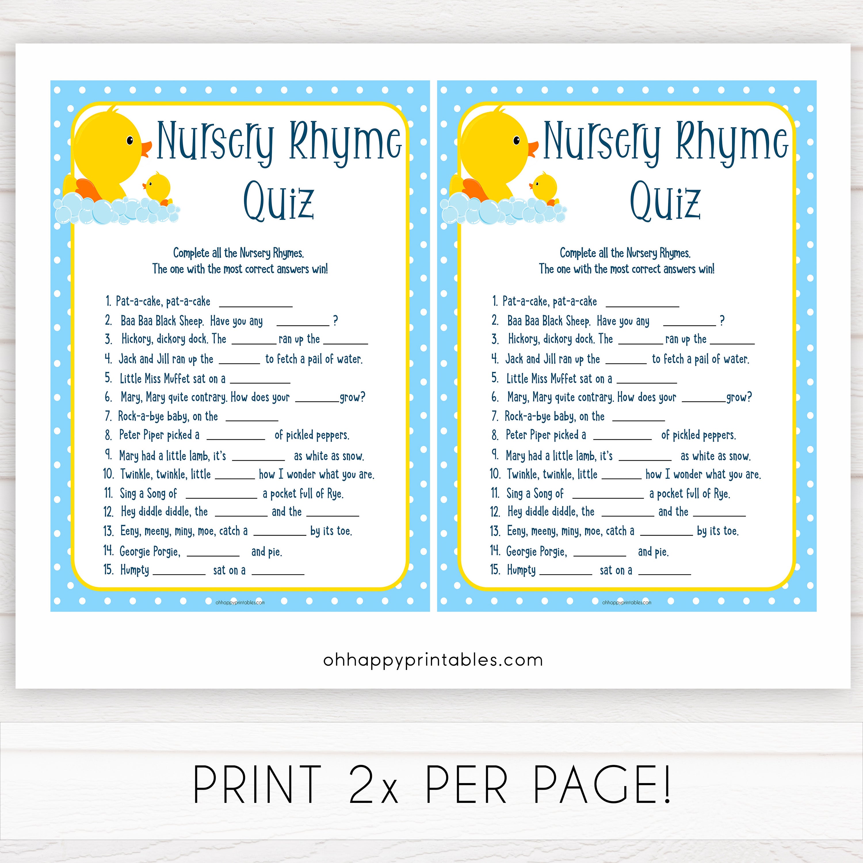 rubber ducky baby games, nursery rhyme quiz baby game, printable baby games, baby shower games, rubber ducky baby theme, fun baby games, popular baby games