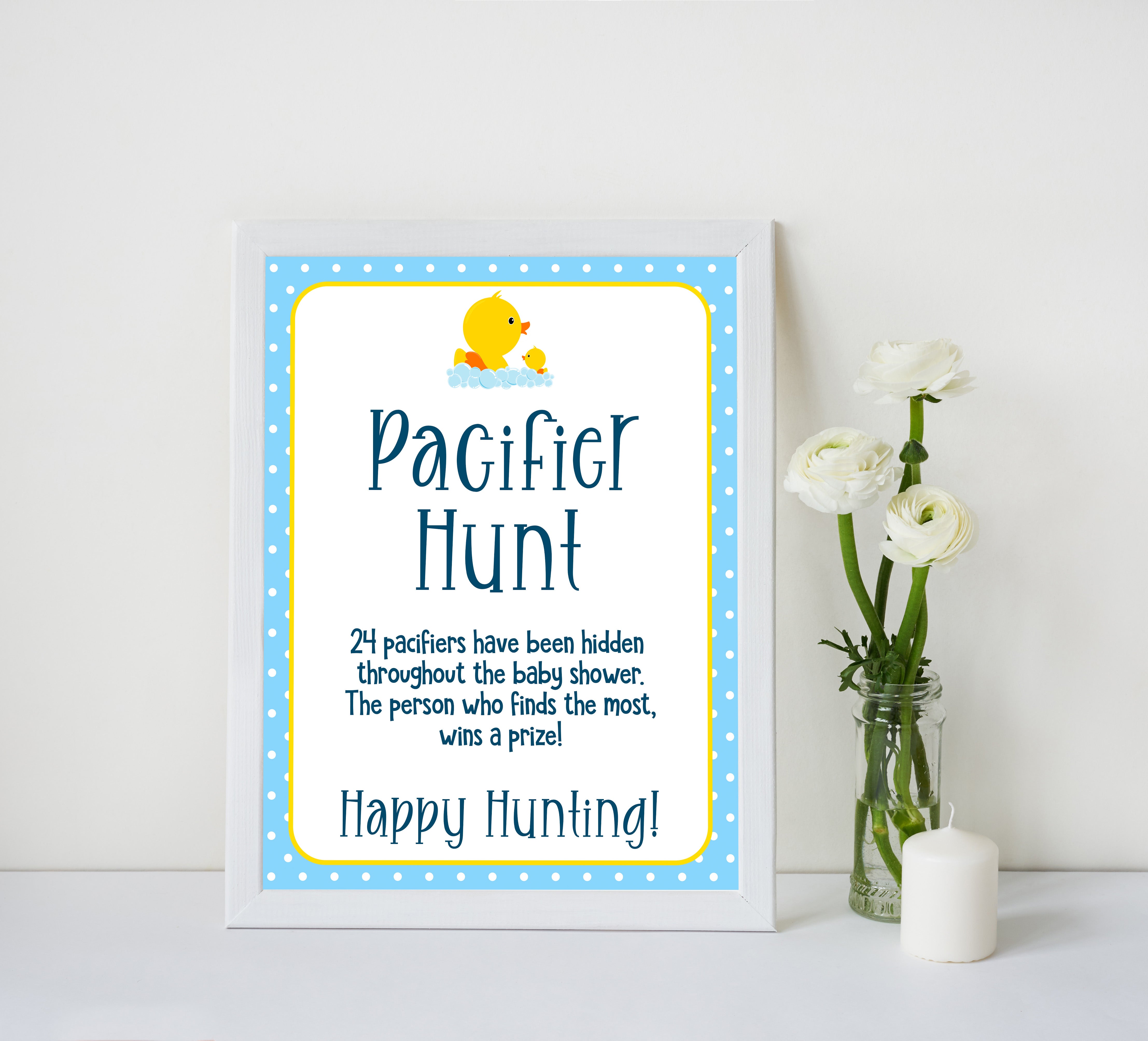rubber ducky baby games, pacifier hunt baby game, printable baby games, baby shower games, rubber ducky baby theme, fun baby games, popular baby games