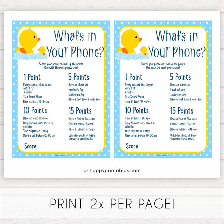 rubber ducky baby games, whats in your phone baby game, printable baby games, baby shower games, rubber ducky baby theme, fun baby games, popular baby games