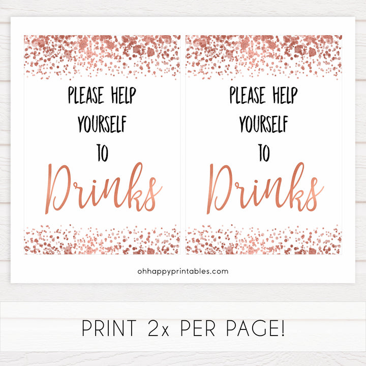 Ptinable Rode Gold Work Signs 8 Baby Shower Table Signs - Rose Gold Printable Baby Signs ...