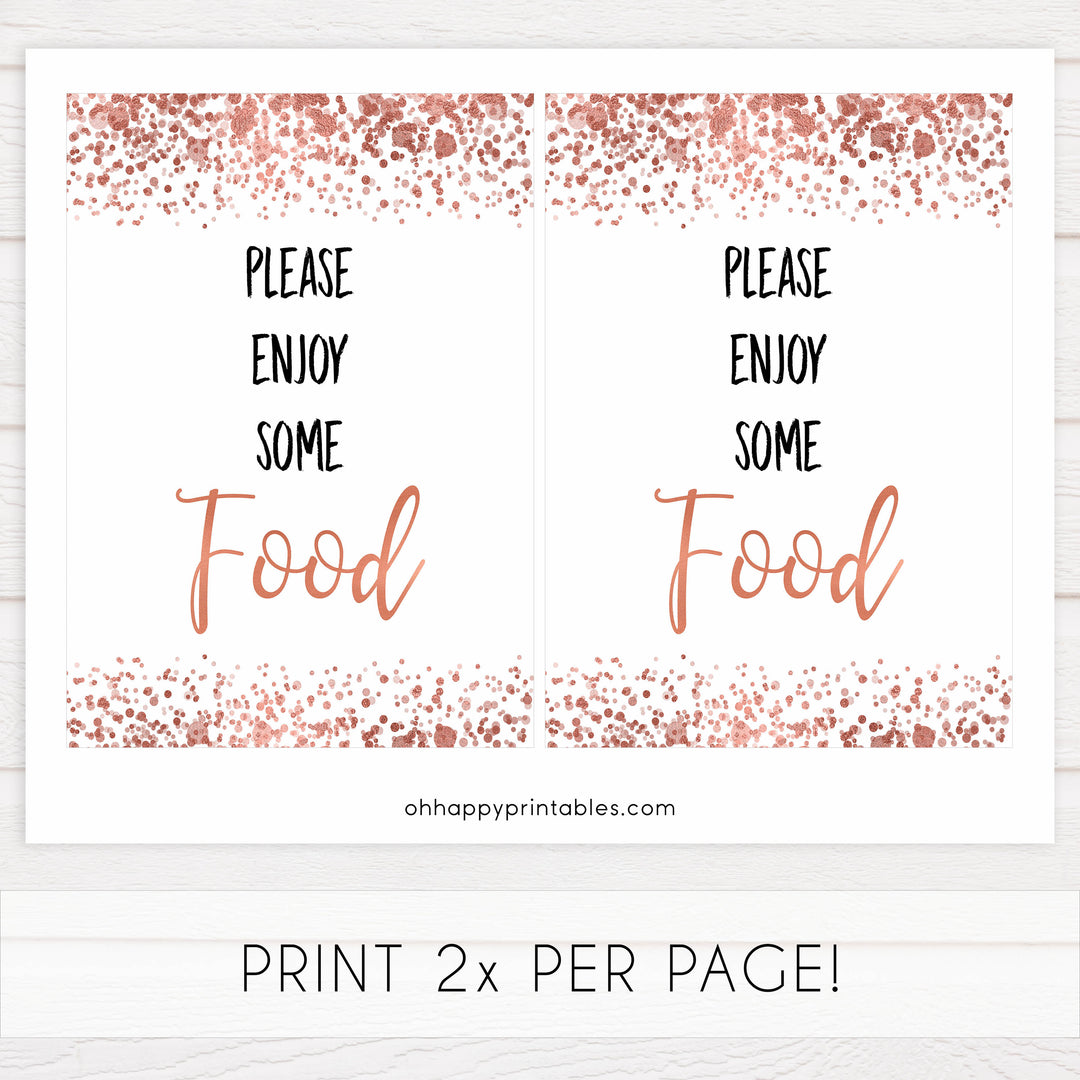 food baby table signs, food baby table decor, Rose gold baby decor, printable baby table signs, printable baby decor, rose gold table signs, fun baby signs, rose gold fun baby table signs