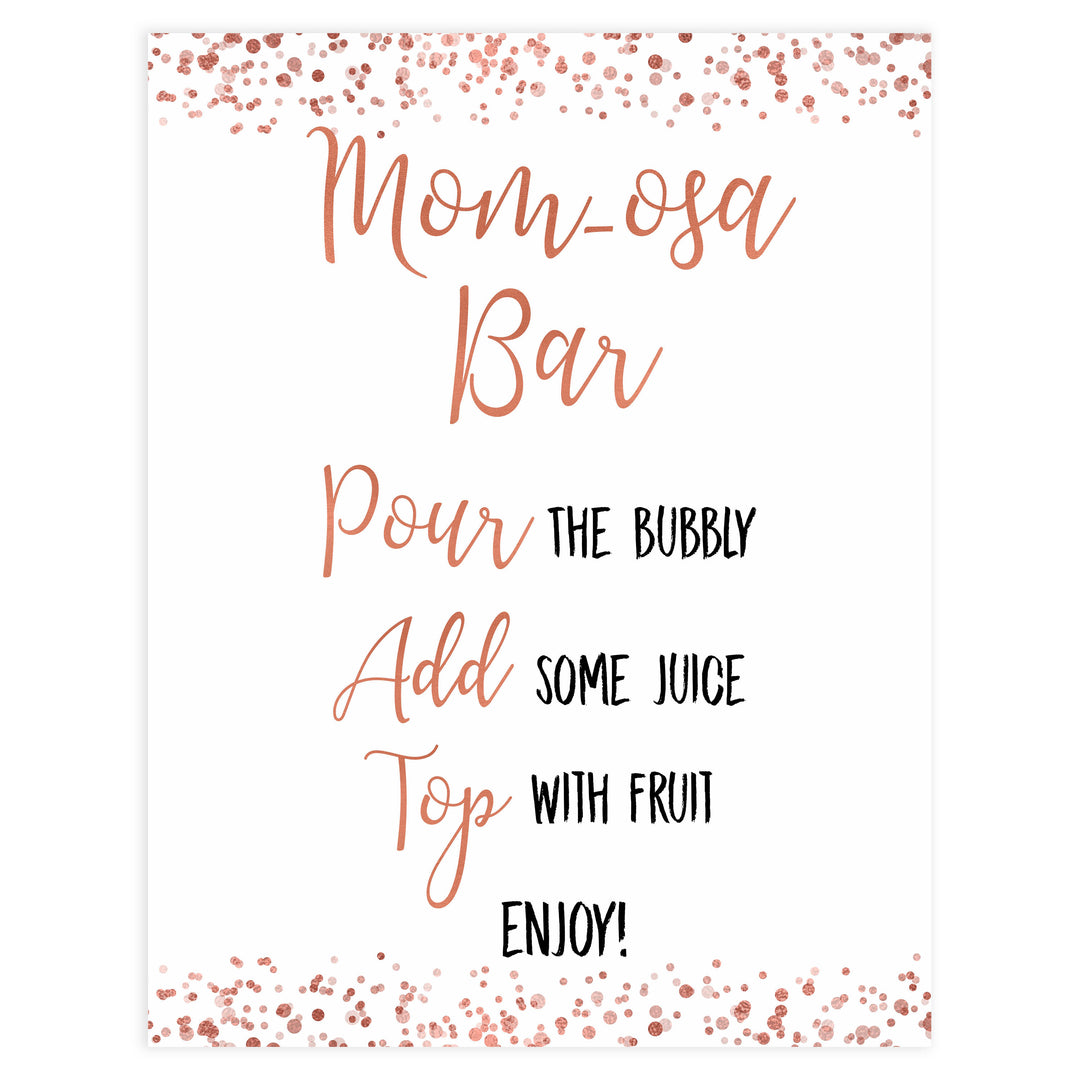 momosa baby table signs, momosa baby signs, Rose gold baby decor, printable baby table signs, printable baby decor, rose gold table signs, fun baby signs, rose gold fun baby table signs