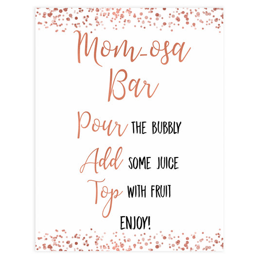 momosa baby table signs, momosa baby signs, Rose gold baby decor, printable baby table signs, printable baby decor, rose gold table signs, fun baby signs, rose gold fun baby table signs
