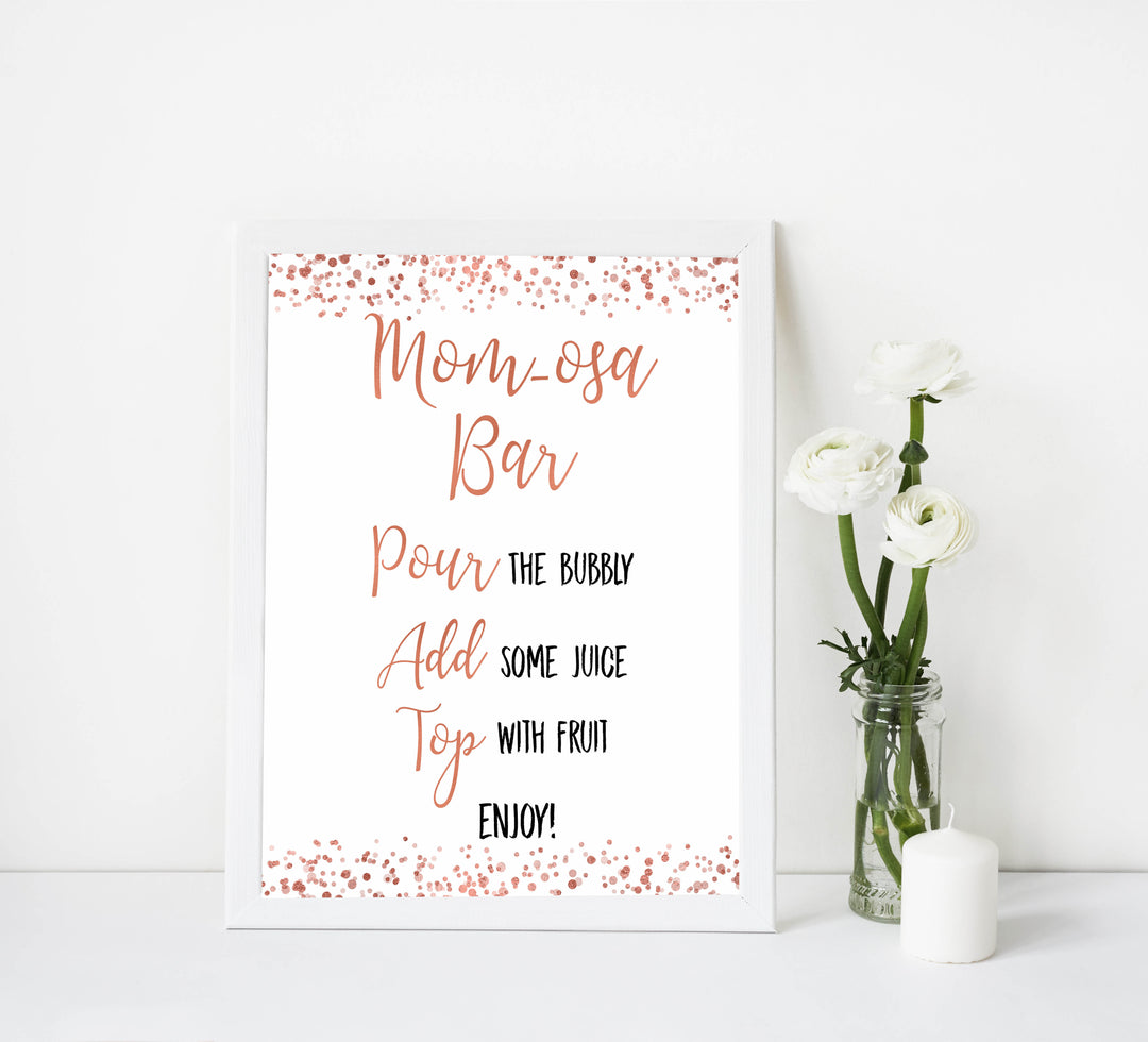 momosa baby table signs, momosa baby signs, Rose gold baby decor, printable baby table signs, printable baby decor, rose gold table signs, fun baby signs, rose gold fun baby table signs