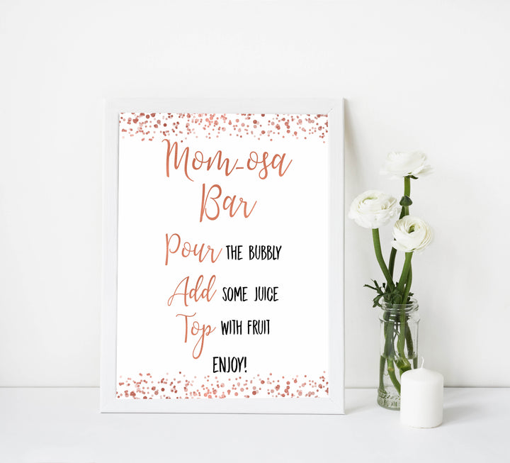 momosa baby table signs, momosa baby signs, Rose gold baby decor, printable baby table signs, printable baby decor, rose gold table signs, fun baby signs, rose gold fun baby table signs