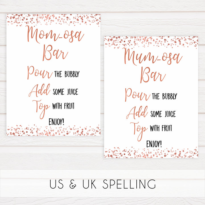 momosa baby table signs, momosa baby signs, Rose gold baby decor, printable baby table signs, printable baby decor, rose gold table signs, fun baby signs, rose gold fun baby table signs