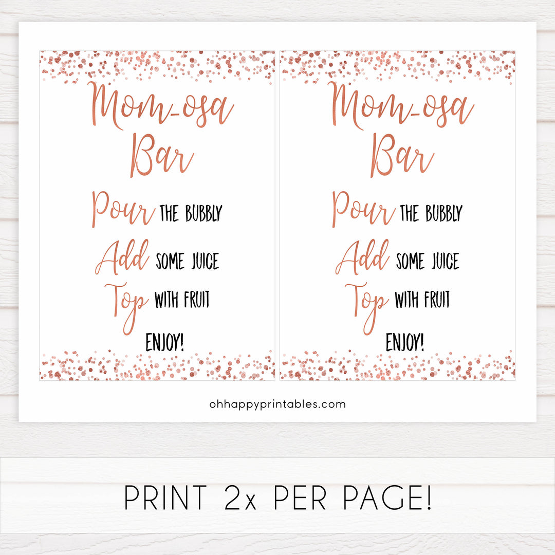 momosa baby table signs, momosa baby signs, Rose gold baby decor, printable baby table signs, printable baby decor, rose gold table signs, fun baby signs, rose gold fun baby table signs