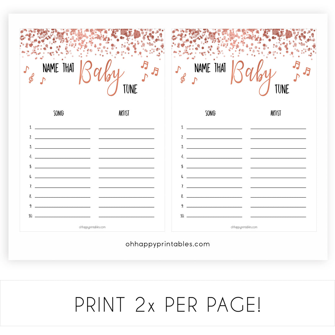 name that baby tune, baby shower games, rose gold baby shower game, popular baby shower game, fun baby shower game