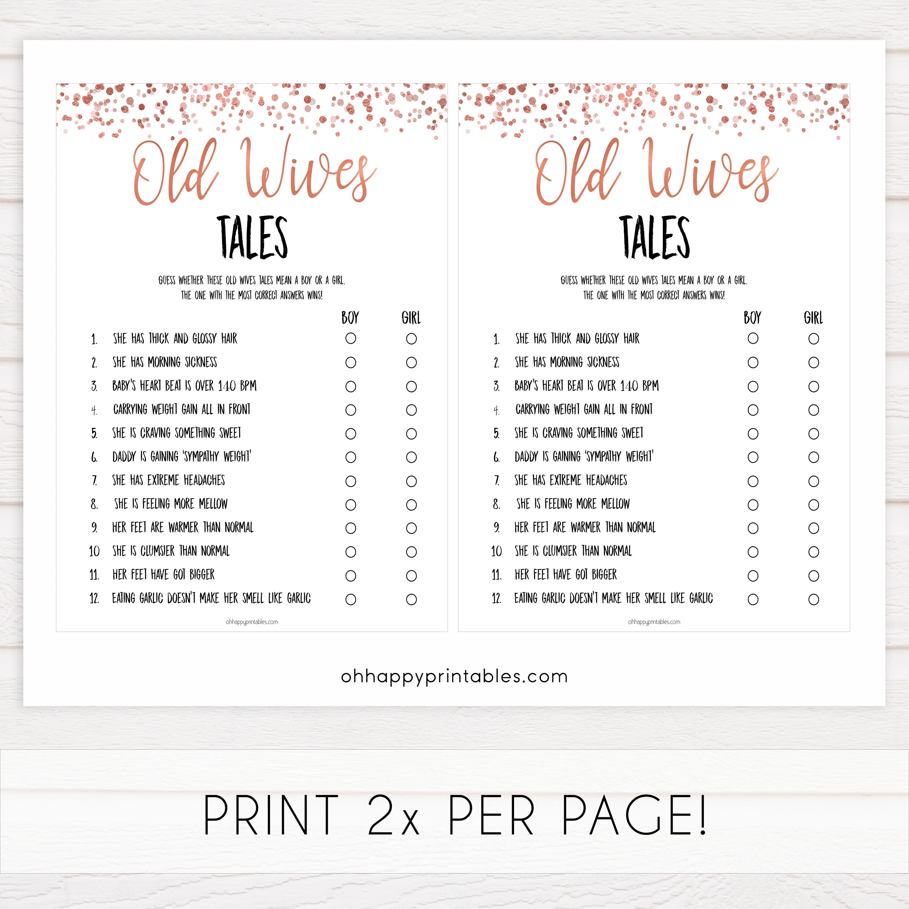 old wives tales, old wives tales game, Printable baby shower games, rose gold fun baby games, baby shower games, fun baby shower ideas, top baby shower ideas, blush baby shower, rose gold baby shower ideas