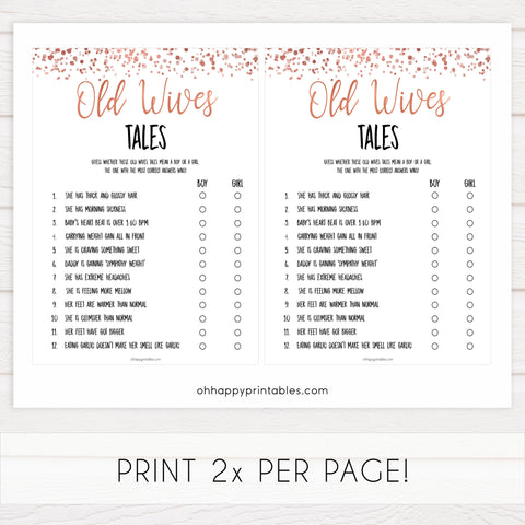 old wives tales, old wives tales game, Printable baby shower games, rose gold fun baby games, baby shower games, fun baby shower ideas, top baby shower ideas, blush baby shower, rose gold baby shower ideas