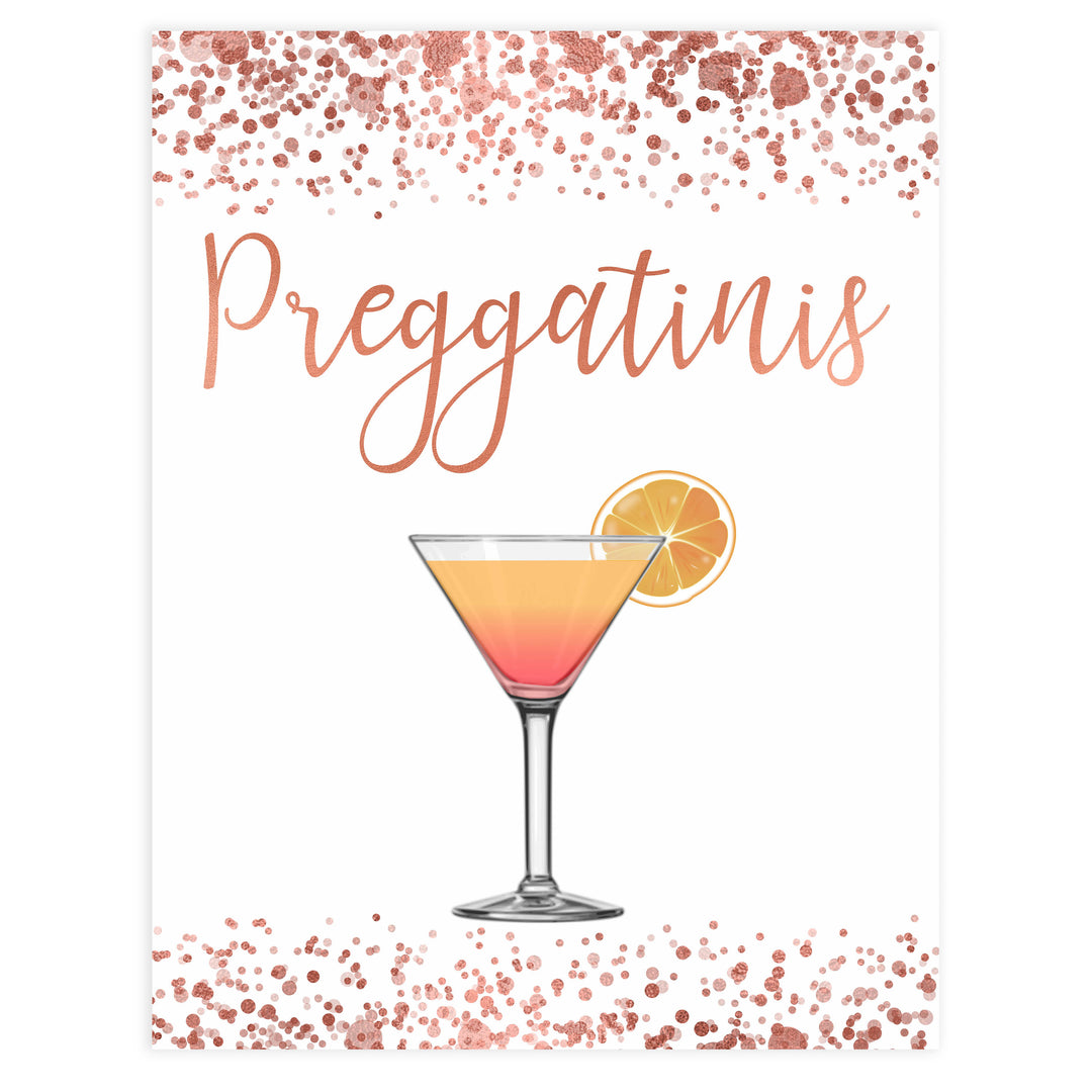 preggatinis baby table signs, Rose gold baby decor, printable baby table signs, printable baby decor, rose gold table signs, fun baby signs, rose gold fun baby table signs