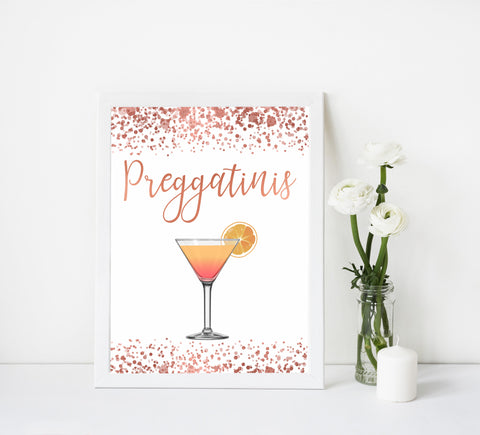 preggatinis baby table signs, Rose gold baby decor, printable baby table signs, printable baby decor, rose gold table signs, fun baby signs, rose gold fun baby table signs