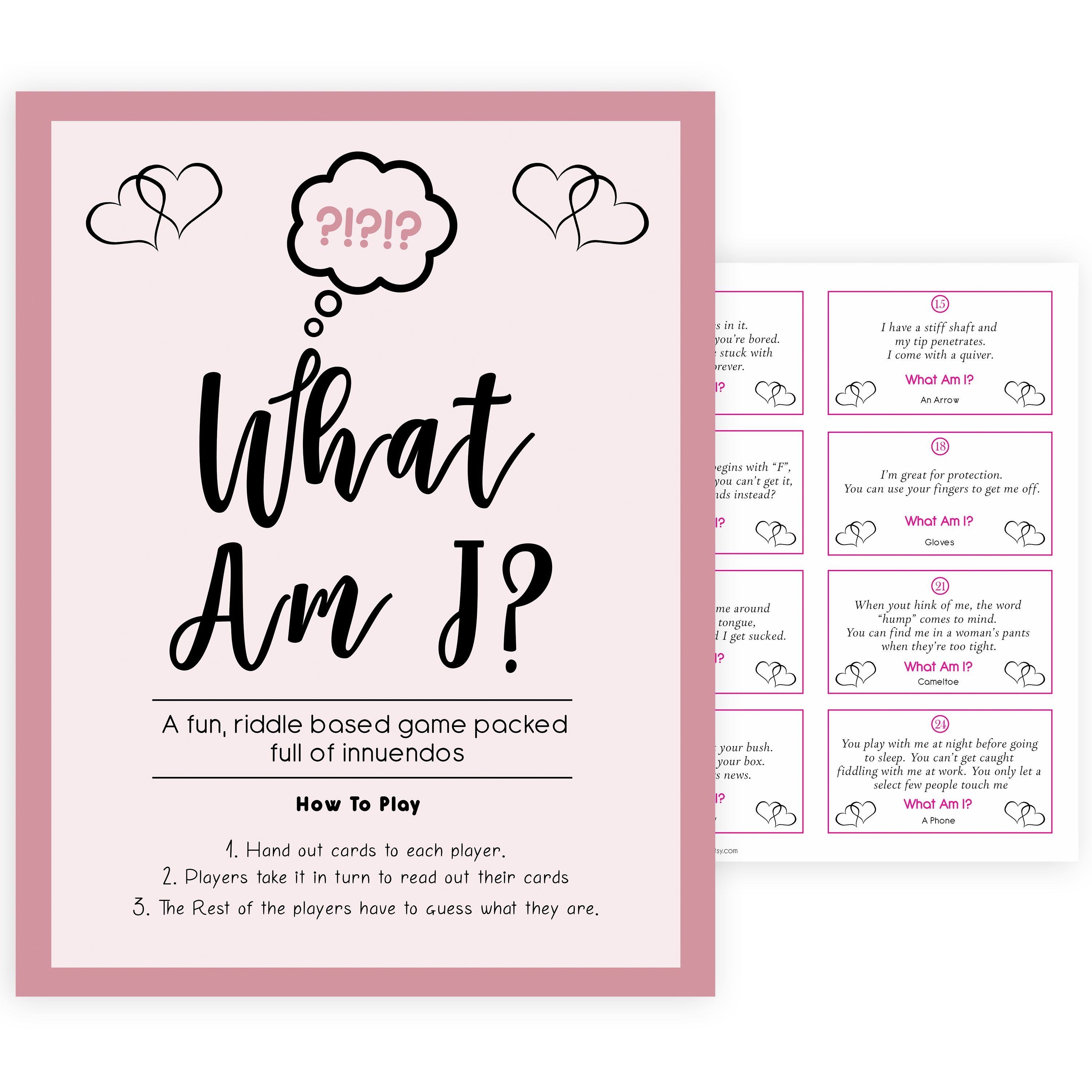 Rose gold what am I innuendo baby shower game, adult baby shower game, printable baby shower games, popular baby shower games, fun baby shower games 