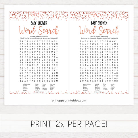 baby word search game, baby word search, Printable baby shower games, rose gold fun baby games, baby shower games, fun baby shower ideas, top baby shower ideas, blush baby shower, rose gold baby shower ideas