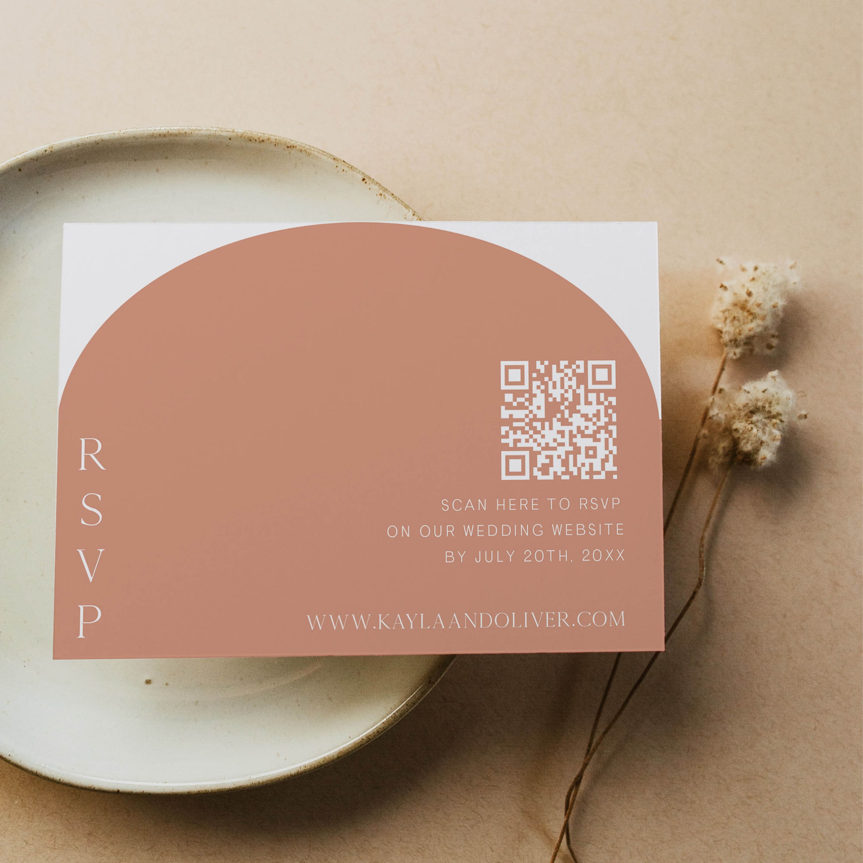 QR code RSVP card, modern wedding invitation suite, editable wedding stationery, printable wedding stationery, modern wedding items, wedding save the dates