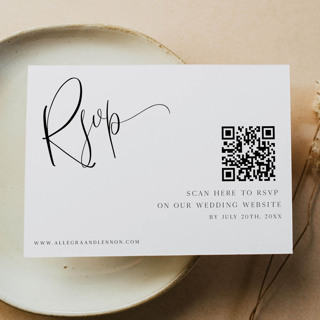 editable QR RSVP card, editable QR card, CALLIGRAPHY editable wedding invitation suite, editable wedding stationery, printable wedding stationery, modern wedding items, wedding save the dates