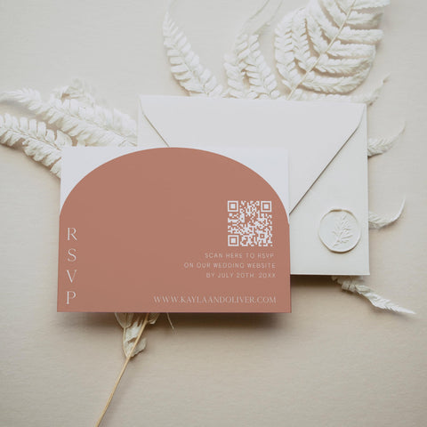 QR code RSVP card, modern wedding invitation suite, editable wedding stationery, printable wedding stationery, modern wedding items, wedding save the dates