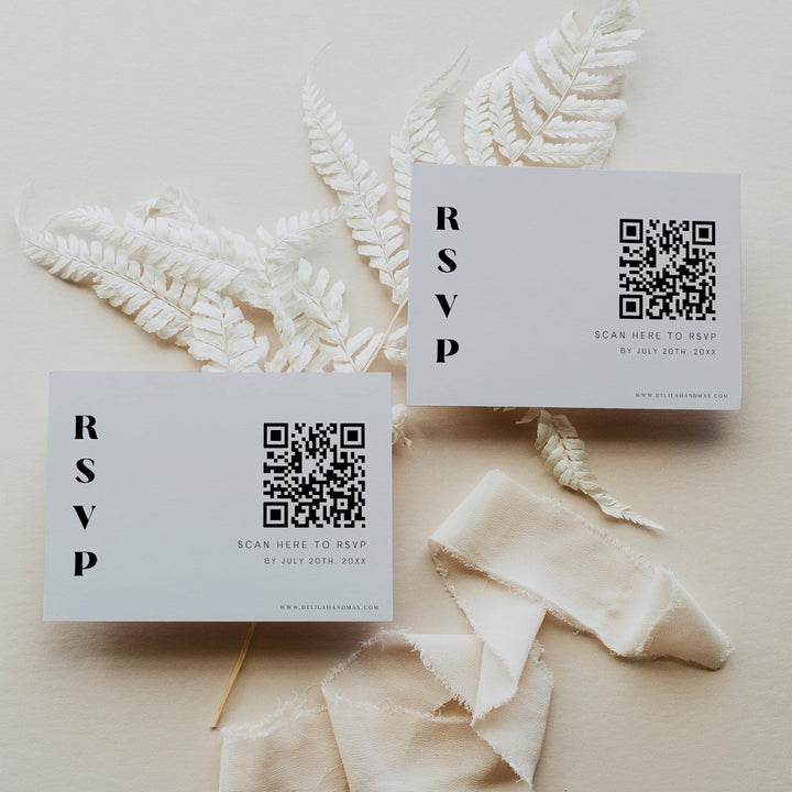 editable QR RSVP card, grey modern wedding invitation suite, editable wedding stationery, printable wedding stationery, modern wedding items, wedding save the dates
